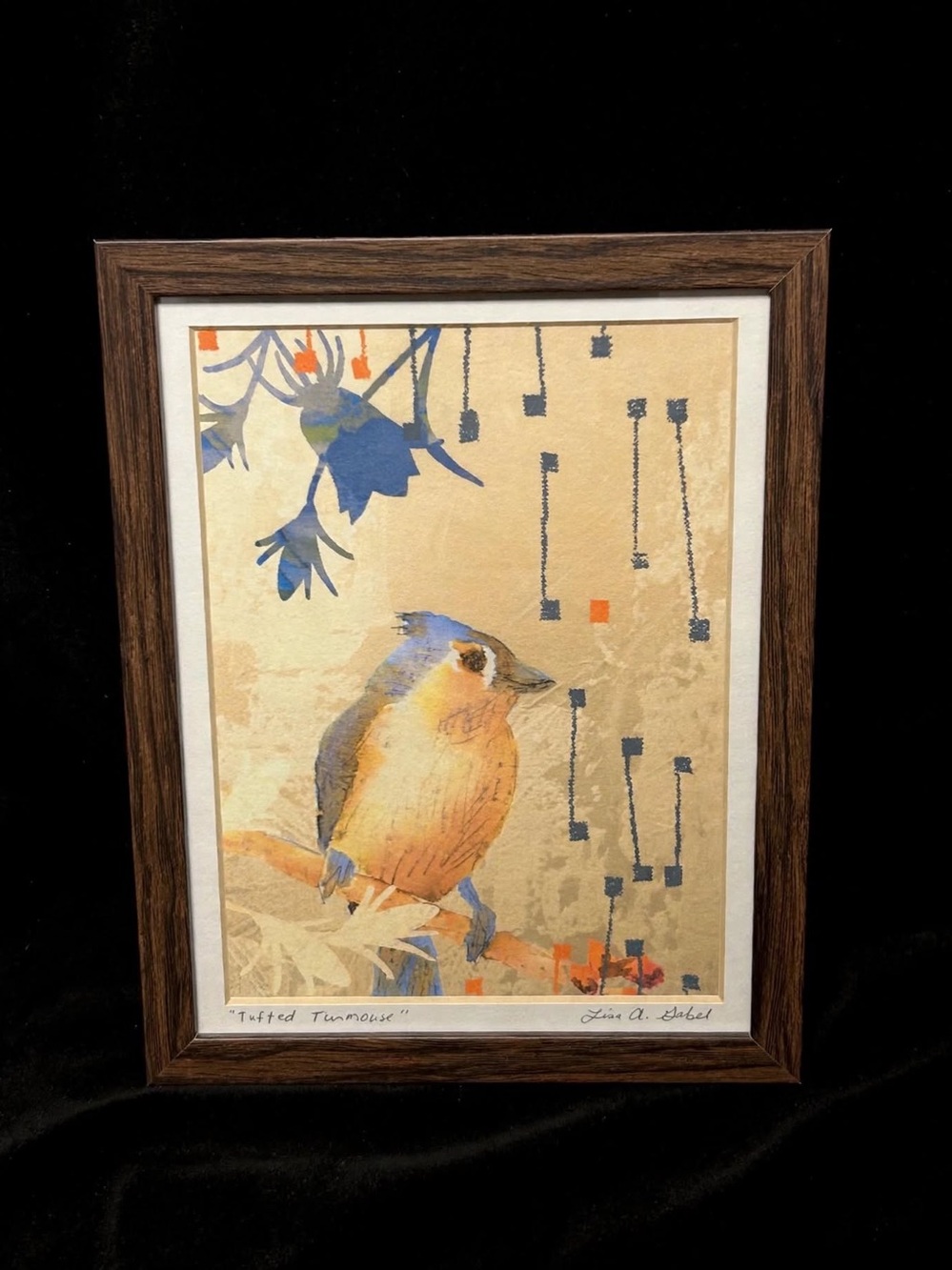 ORIGINAL WATERCOLOR Lisa Gabel, Tufted Titmouse" Signed/Framed/Art 2009- O.O.A.K